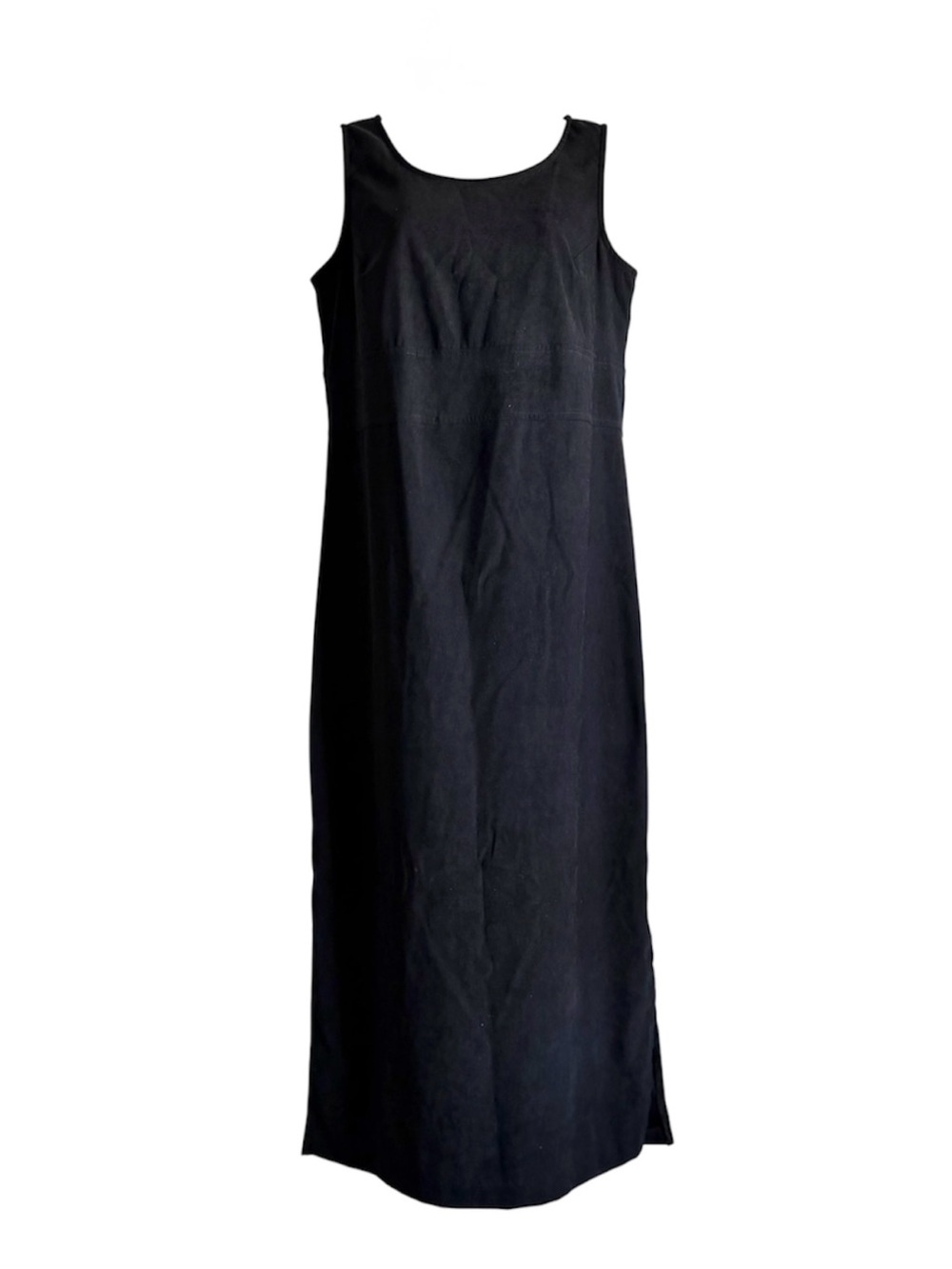 Miss Dorby Faux Suede Sleeveless Side Slit Shift Midi Dress